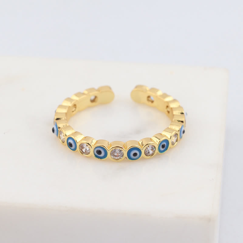 Olivenorma Colorful Evil Eye White Zircon Adjustable Ring