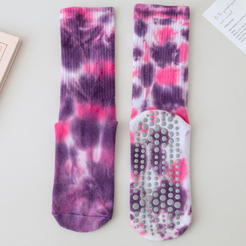 Olivenorma Medium-Tube Tie-dye Anti Slip Yoga Socks