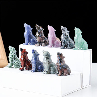 Olivenorma Natural Crystal Little Wolf Boy Gemstone Decoration - image 1