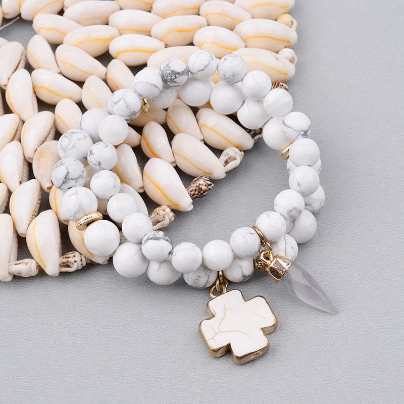 Olivenorma White Turquoise Clear Crystal Cross Bracelet