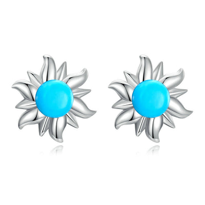 Olivenorma Turquoise Evil Eye Sun Cross Stud Ring Earrings