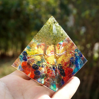 Olivenorma Fluorite Peridot Tree Of Life Orgone Pyramid