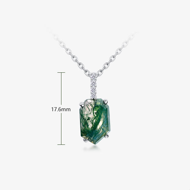 Olivenorma Four Claw Geometry Moss Agate Design Necklace