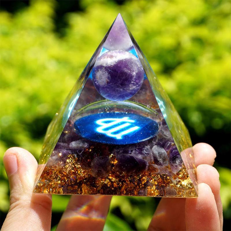 (Clearance 30% OFF / CODE: OFF30) - Olivenorma Amethyst Virgo Zodiac Orgone Pyramid