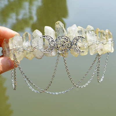 Olivenorma Cresent Moon Goddess Natural Crystal Crown