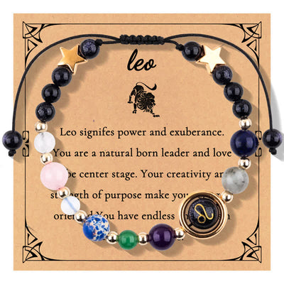 Olivenorma Blue Sandstone Natural Stone Beaded Zodiac Bracelet