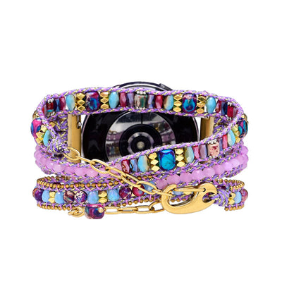 Olivenorma Crystal Beaded Purple Braided Samsung Strap Bracelet