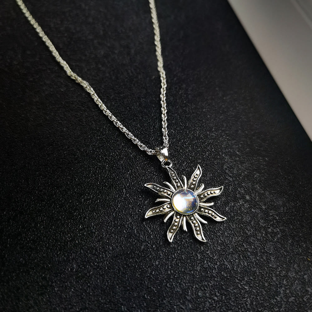 (Clearance 30% OFF / CODE: OFF30) - Olivenorma Natural Moonstone Sunflower Pendant Necklace