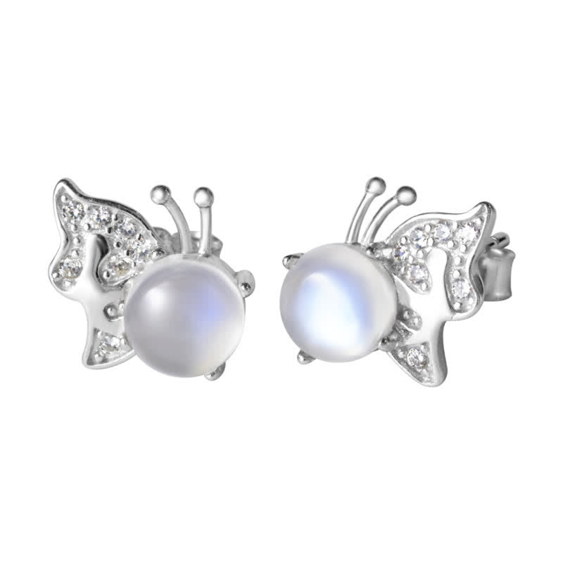 Olivenorma 925 Silver Butterfly Shape Moonstone Earrings