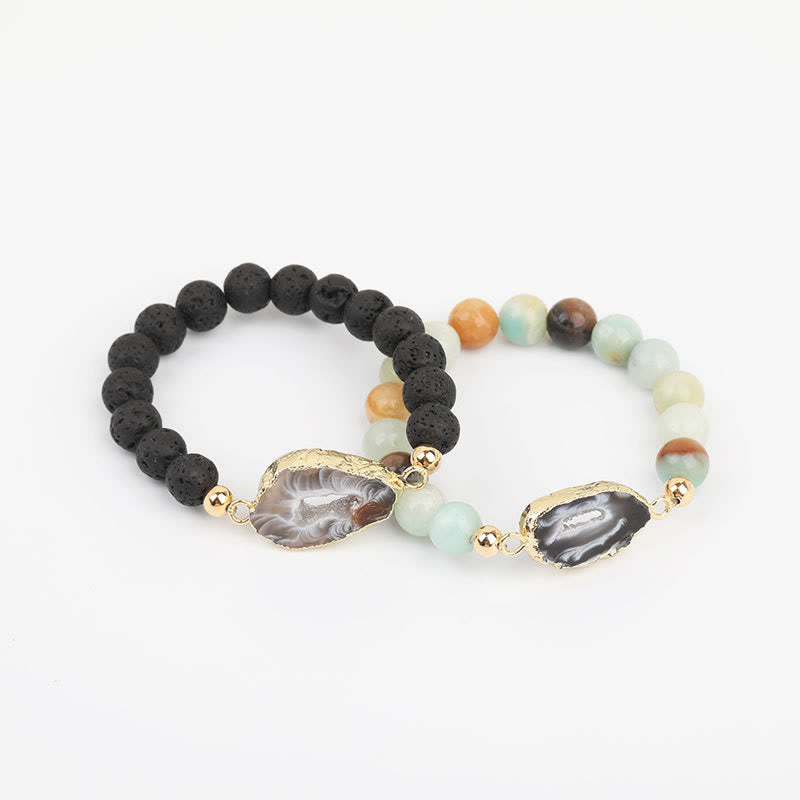 Olivenorma Natural Lava Stone Agate Beads Geode Bracelet