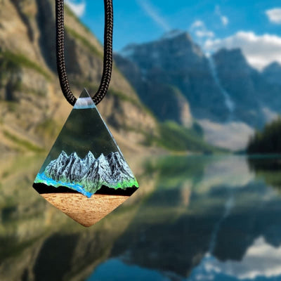 Olivenorma Snow Mountain River Resin Pendant Necklace