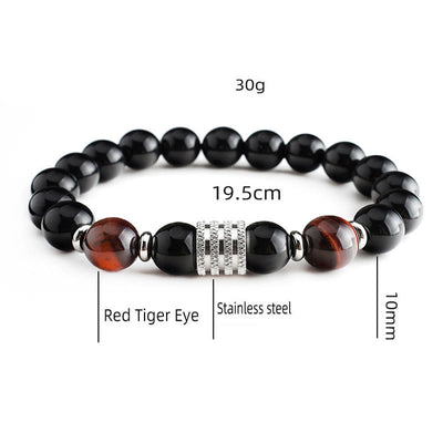 Olivenorma Red Tiger Eye Obsidian Men Bracelet