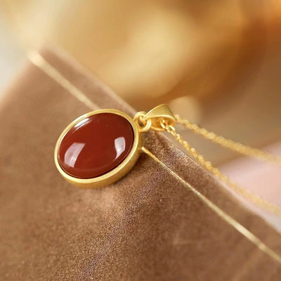 Olivenorma Red Agate S925 Sterling Silver Gold Plated Necklace