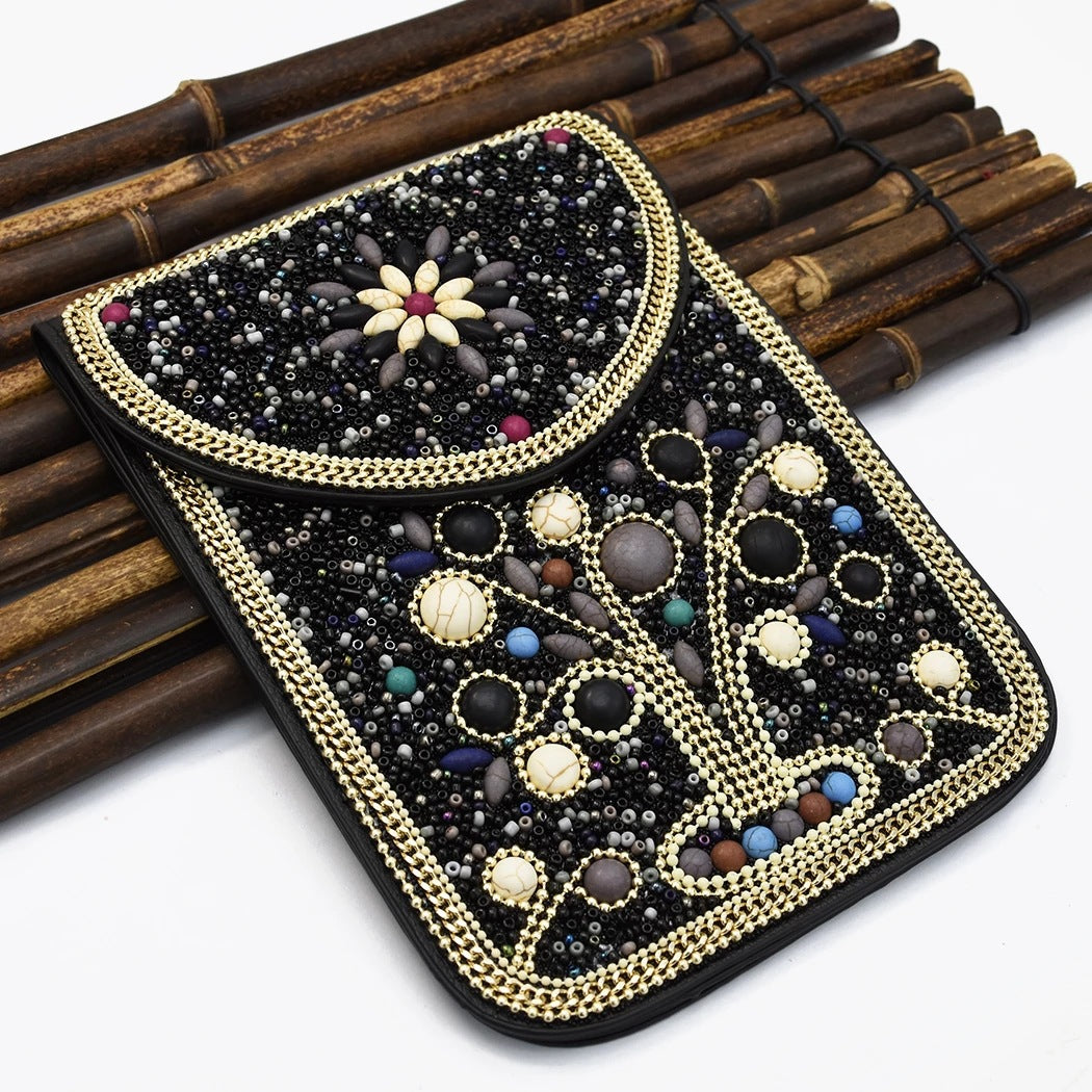 Olivenorma Bohemian Natural Stone Rice Beads Mobile Phone Bag