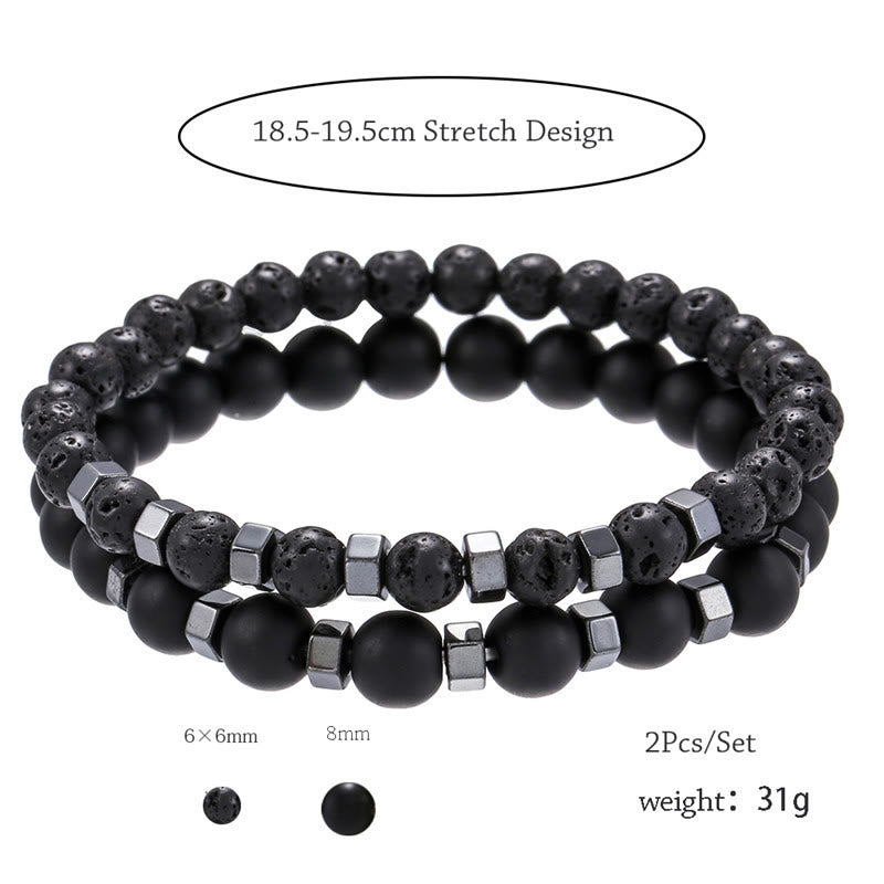 Olivenorma Lava Stone Mens Stretch Set Bracelet