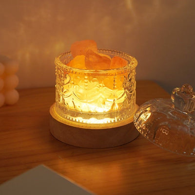 Olivenorma Diffuser Stone Carved Glass Cup Crystal Aromatherapy Lamp