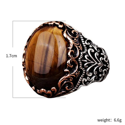 Olivenorma Men's Tiger Eye Gemstone Ring