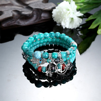 Olivenorma Elephant Tower Evil Eye Hamsa Bracelet Set