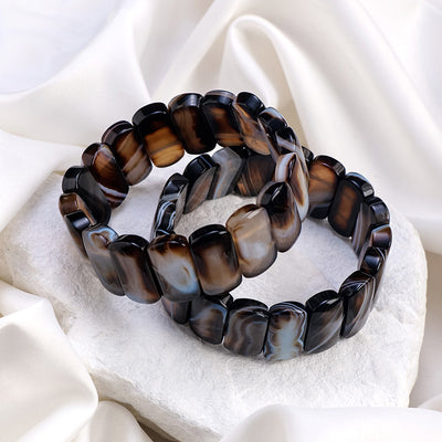 Olivenorma Natural Sardonyx Rectangular Beads Bracelet