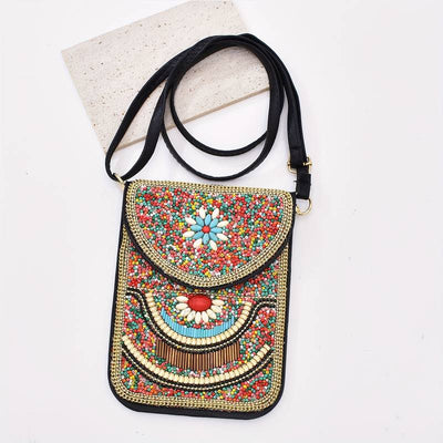 Olivenorma Ethnic Style Beaded Crossbody Mobile Phone Bag