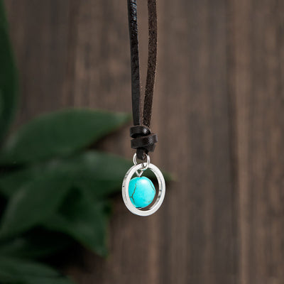 Olivenorma Silver Ring Turquoise Leather Necklace