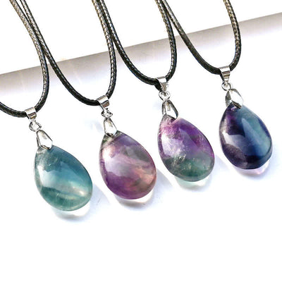 Olivenorma Natural Fluorite Water Drop Pendant Necklace