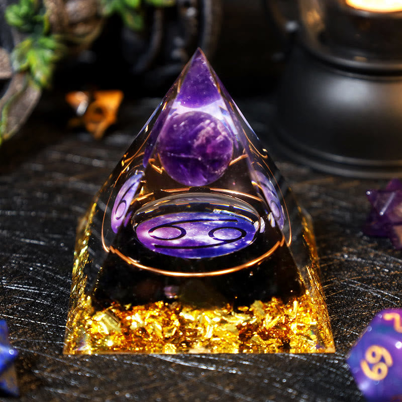 Olivenorma Amethyst Ball Obsidian Gravel Zodiac Cancer Orgone Pyramid