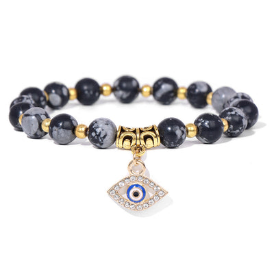 Olivenorma Natural Stone Beaded Evil Eye Pendant Bracelet