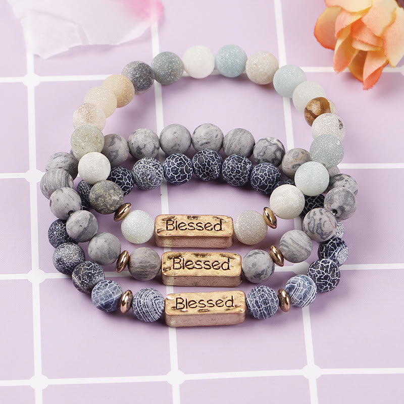 Olivenorma Natural Gemstone Blessed Engraving Bracelet