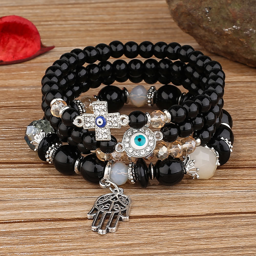 (Clearance 30% OFF / CODE: OFF30) - Olivenorma Evil Eye Hamsa Protection 4-Piece Bracelet Set