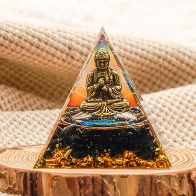 Olivenorma Obsidian Buddha Protection Orgone Pyramid