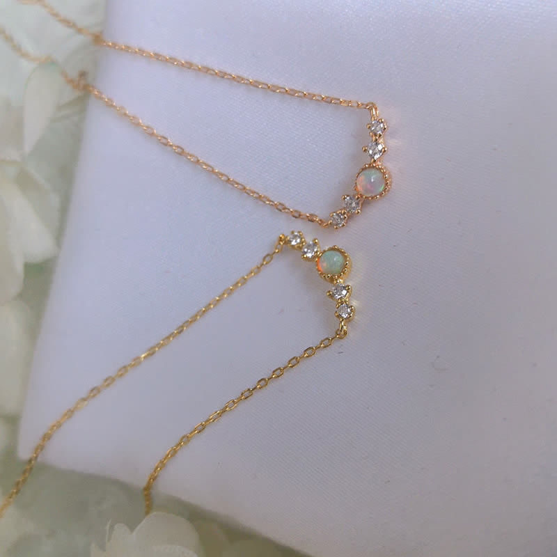 Olivenorma Opal White Zircon Long Pendant Necklace