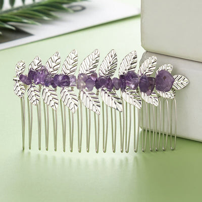 Olivenorma Natural Crystal Gemstone Hair Combs Hairpin