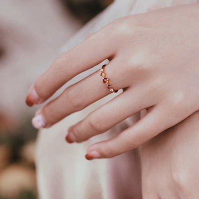 Olivenorma Adjustable Orange Garnet Ring