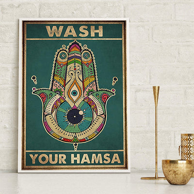 Olivenorma Chakra Yoga "WASH YOUR HAMSA" Evil Eye Poster