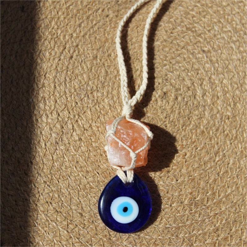 Olivenorma Rose Quartz Original Stone Evil Eye Car Ornament