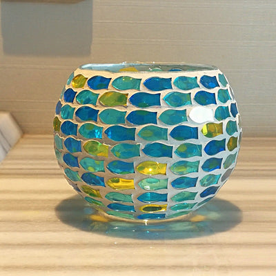 Olivenorma European Retro Glass Mosaic Candle Holder