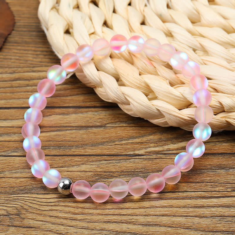 Olivenorma Pink Crystal Glass Bead Bracelet