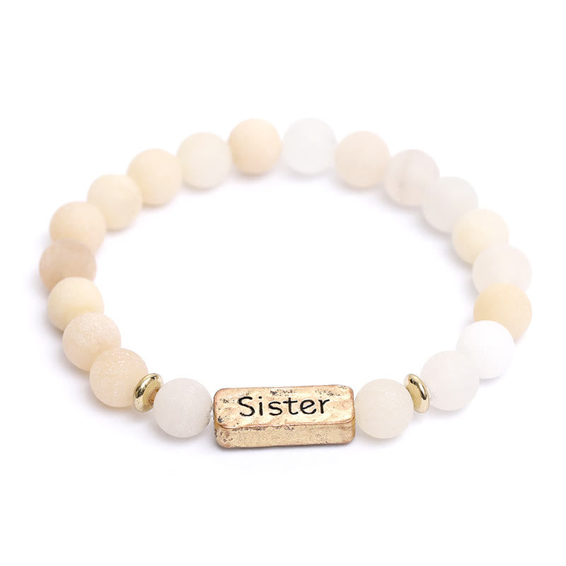 Olivenorma Natural Gemstone Sister Engraving Bracelet