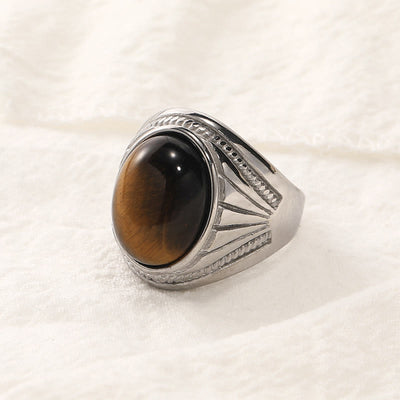 Olivenorma Stainless Steel Natural Gemstone Ring