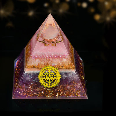 Olivenorma 10cm Good Luck Natural Crystal Ball Orgone Pyramid