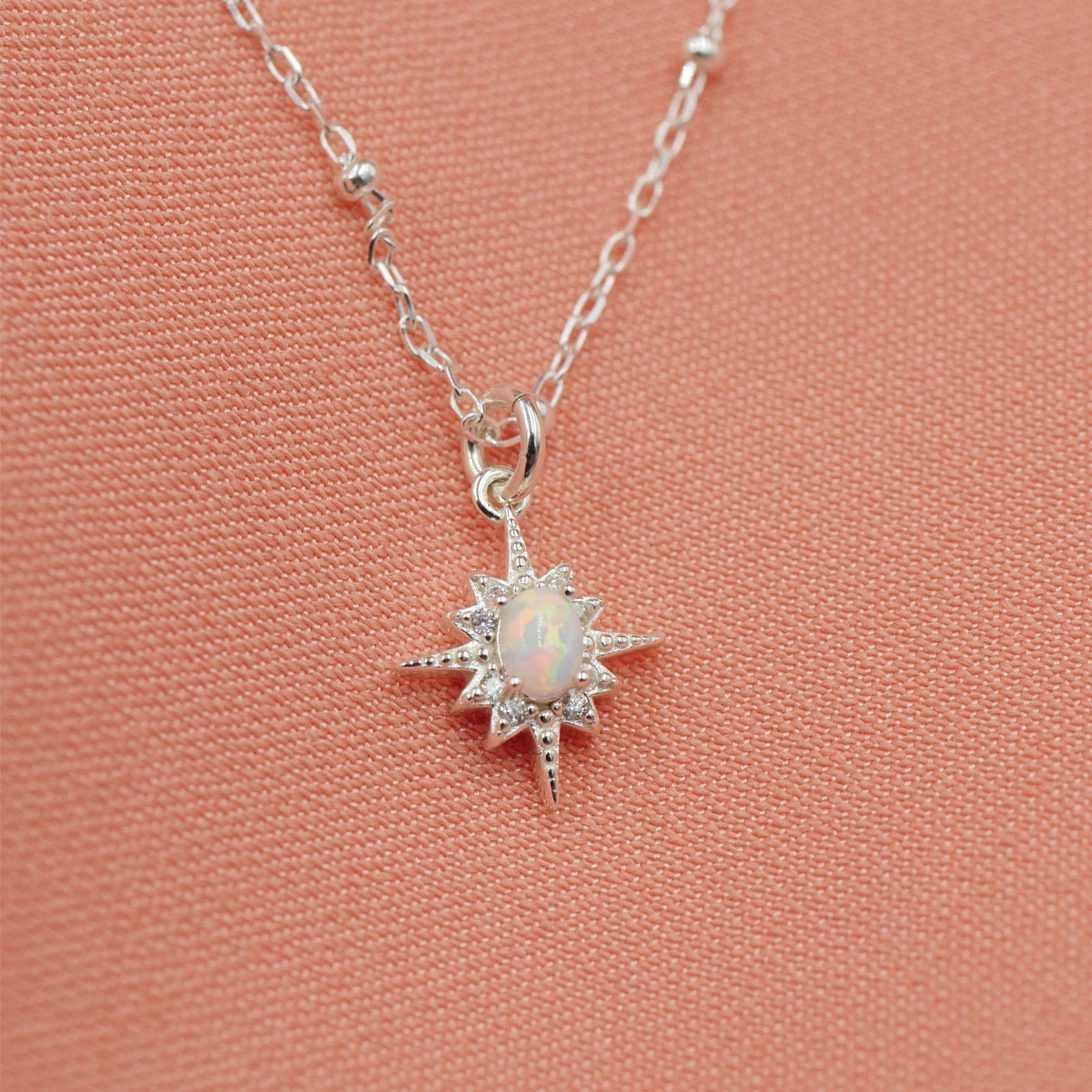 Olivenorma Opal White Zircon Northstar Dainty Star Necklace