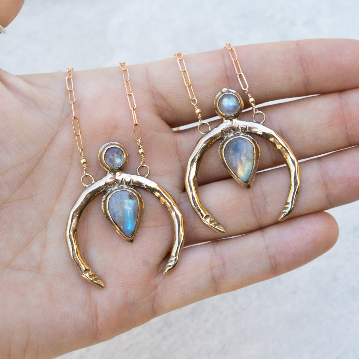 Olivenorma Gold Crescent Moonstone Necklace