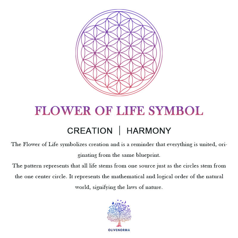 Olivenorma 65 Original Stones Flower of Life Symbol Crystal Array