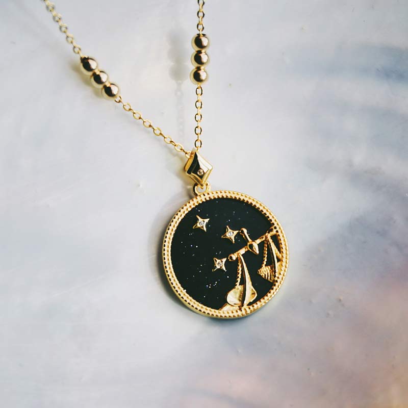 Blue Sandstone Listening Zodiac Necklace