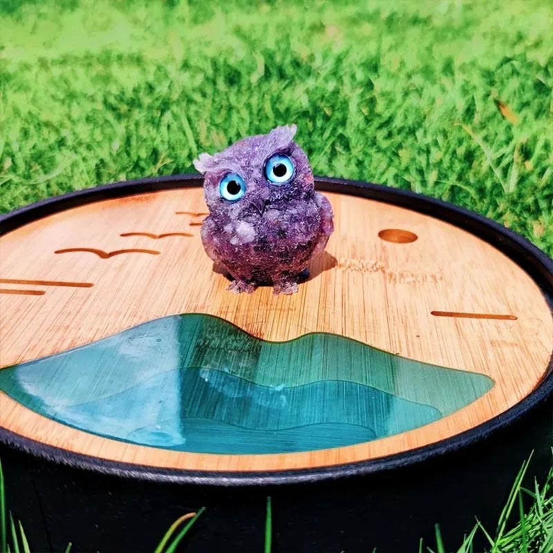 Olivenorma Natural Crystal Gemstone Owl