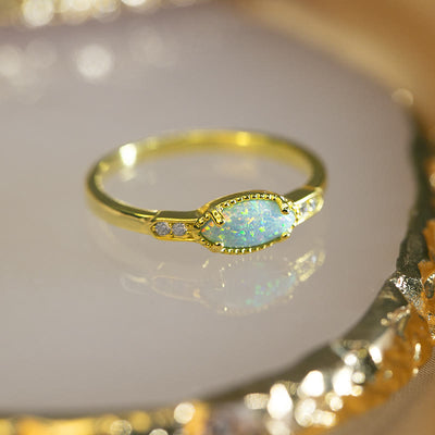 Olivenorma Opal White Zircon S925 Gold Ring