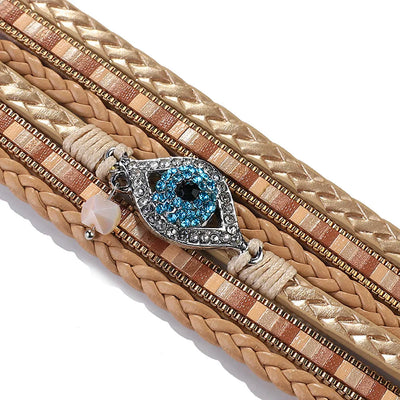 Olivenorma White Zircon Paraiba Tourmaline Evil Eye Bracelet