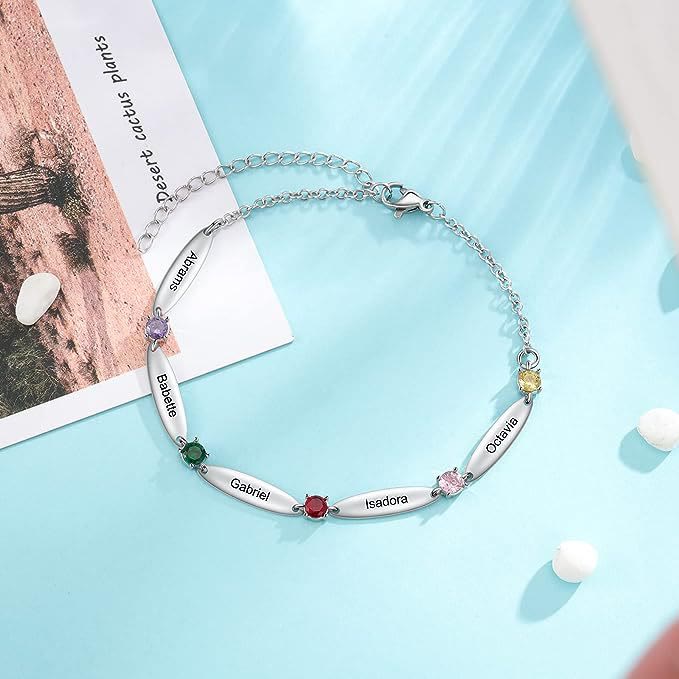 Olivenorma Family Names and Birthstones Bracelet