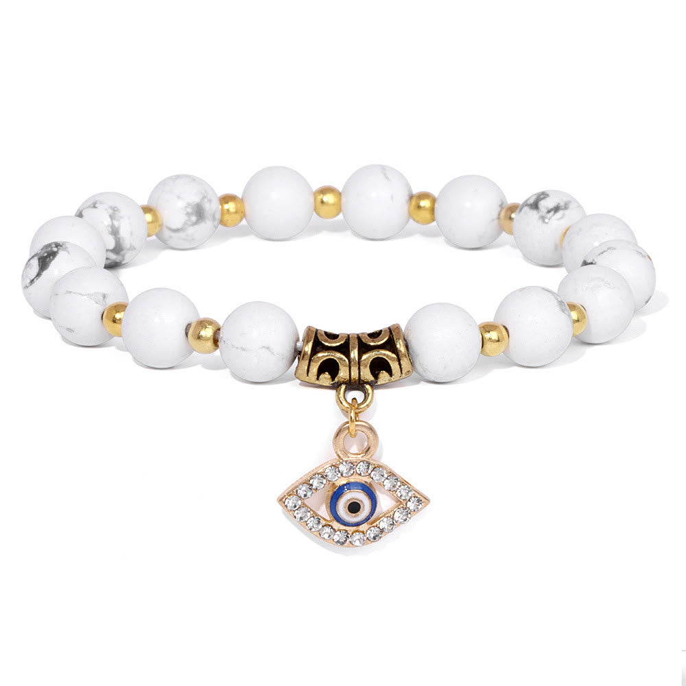 Olivenorma Natural Stone Beaded Evil Eye Pendant Bracelet